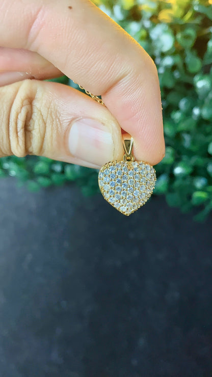 CZ Heart Necklace for Womens Cable Link Chain 17"