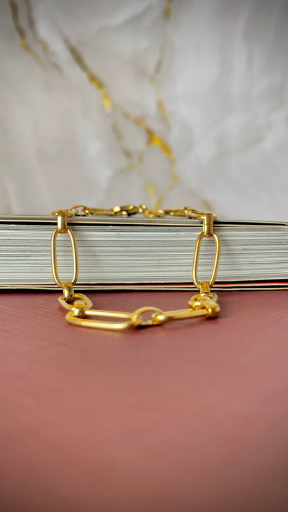 14K Gold Filled Womens Paper Clip Bracelet for Everyday Use Gifts Anniversary Fashion Elegant
