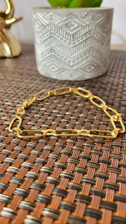 14K Gold Filled Womens Paper Clip Bracelet for Everyday Use Gifts Anniversary Fashion Elegant