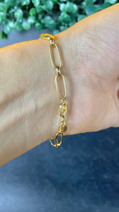 14K Gold Filled Womens Paper Clip Bracelet for Everyday Use Gifts Anniversary Fashion Elegant