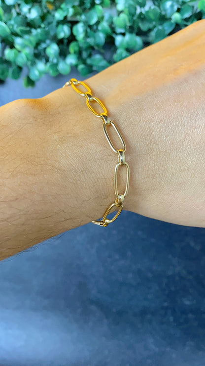 14K Gold Filled Womens Paper Clip Bracelet for Everyday Use Gifts Anniversary Fashion Elegant