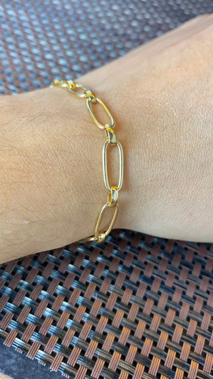 14K Gold Filled Womens Paper Clip Bracelet for Everyday Use Gifts Anniversary Fashion Elegant