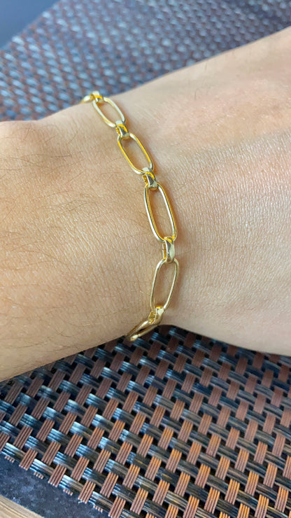14K Gold Filled Womens Paper Clip Bracelet for Everyday Use Gifts Anniversary Fashion Elegant