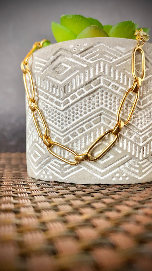 14K Gold Filled Womens Paper Clip Bracelet for Everyday Use Gifts Anniversary Fashion Elegant