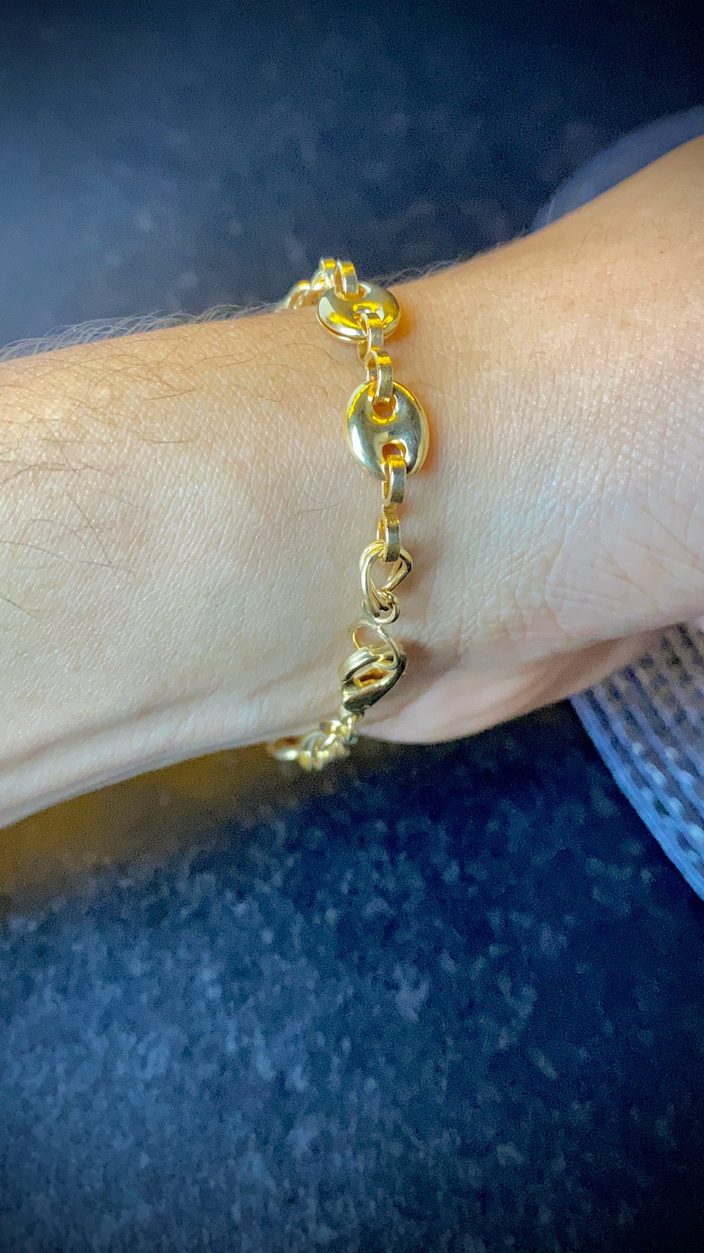 Womens Minimalist Anchor Link Chain Bracelet 7.75" Gold Filled