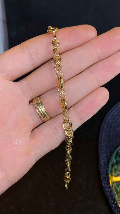 Womens Minimalist Anchor Link Chain Bracelet 7.75" Gold Filled