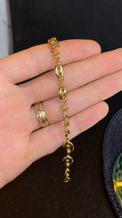 Womens Minimalist Anchor Link Chain Bracelet 7.75" Gold Filled
