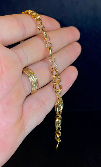 Womens Minimalist Anchor Link Chain Bracelet 7.75" Gold Filled