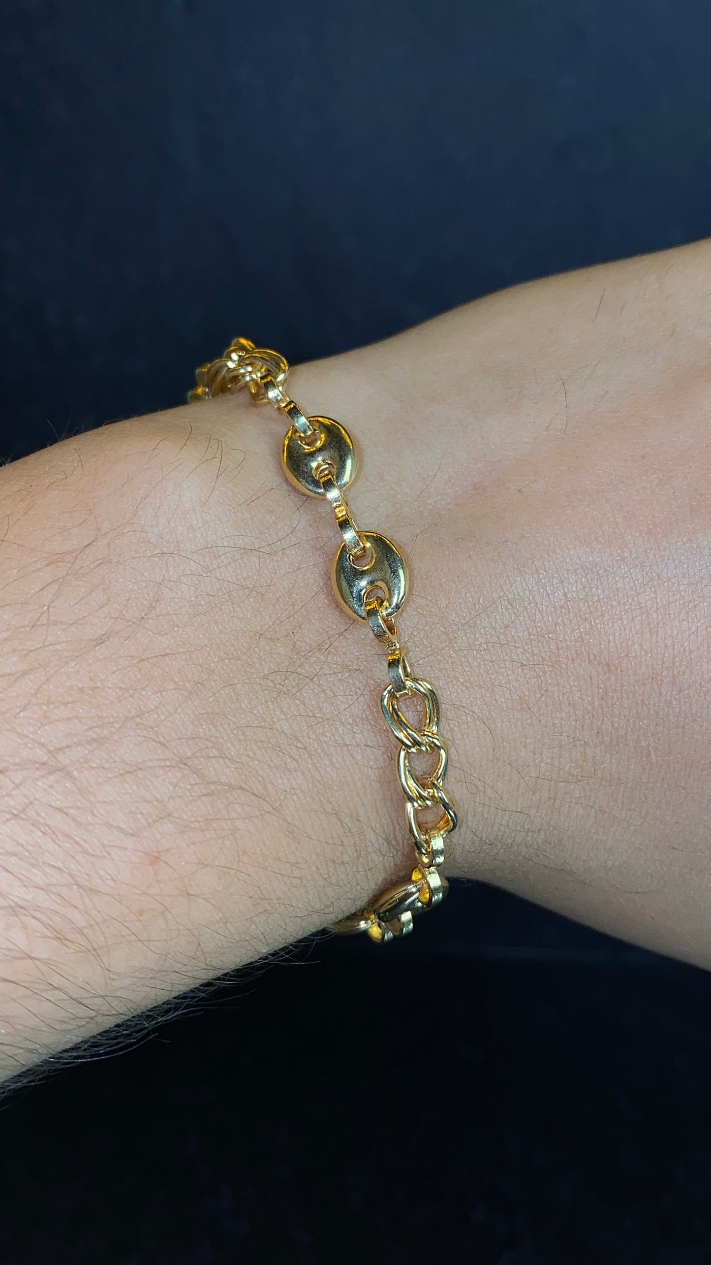 Womens Minimalist Anchor Link Chain Bracelet 7.75" Gold Filled