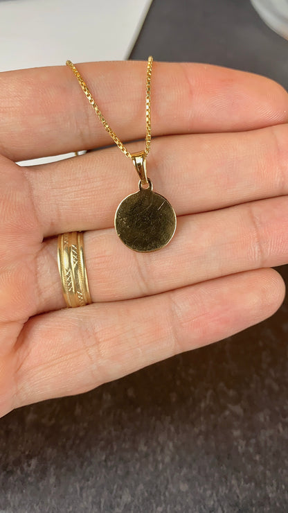 14K Gold Filled Round Jesus Necklace for Womens Box Link Chain 18"