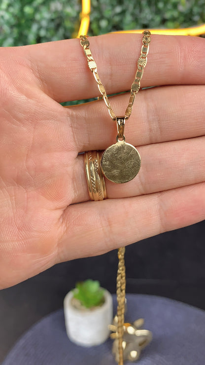 14K Gold Filled Jesus Round Necklace Chain Pendant 17x14mm Religious Gifts