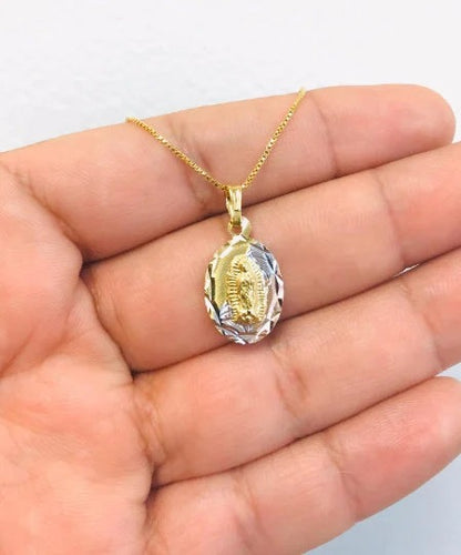 Virgen de Guadalupe Chain GF Pendant Necklace 14K For Adults Gifts Religious