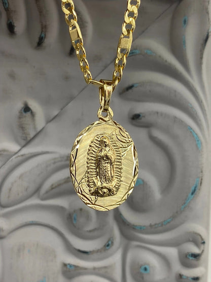 Virgencita de Guadalupe GF Necklace Pendant 14K Chain Jewelry Fashion For Ladies and Womens