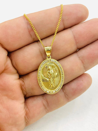 St. Jude 14K Chain Necklace 20" Pendant 28x20mm Curb Link GF Gifts Jewelry Religious Stylesh For Adults