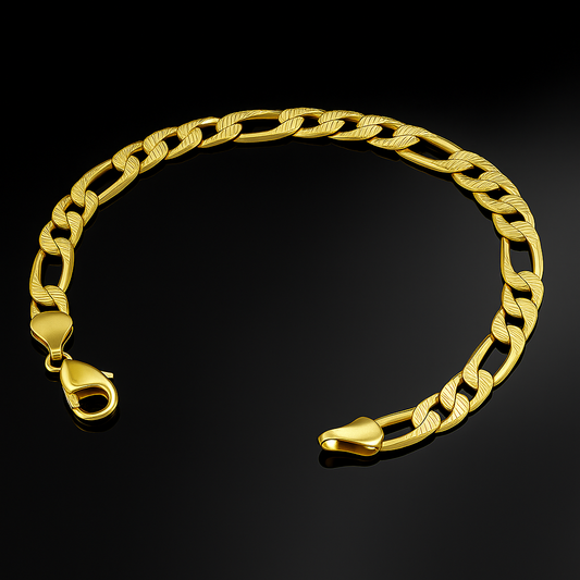 Thick Figaro Bracelet Gold Filled for Everyday Use Gifts 5.75" 5.6mm
