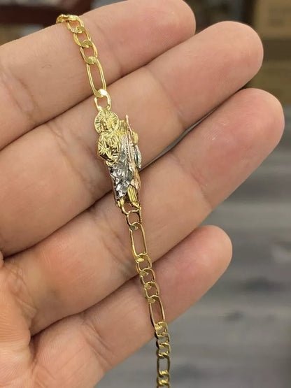 Pulsera De San Judas Tadeo Tres Oros Saint Jude Bracelet 7.5" Mens Womens Gifts