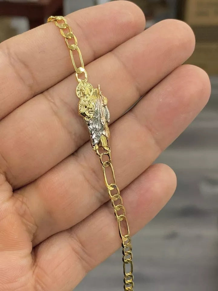 Pulsera De San Judas Tadeo Tres Oros Saint Jude Bracelet 7.5" Mens Womens Gifts