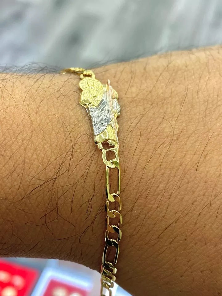 Pulsera De San Judas Tadeo Tres Oros Saint Jude Bracelet 7.5" Mens Womens Gifts