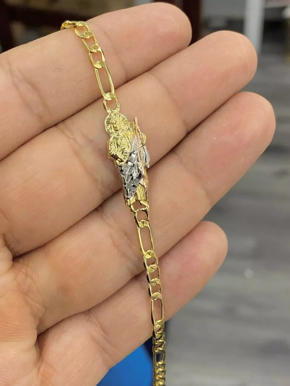 Pulsera De San Judas Tadeo Tres Oros Saint Jude Bracelet 7.5" Mens Womens Gifts