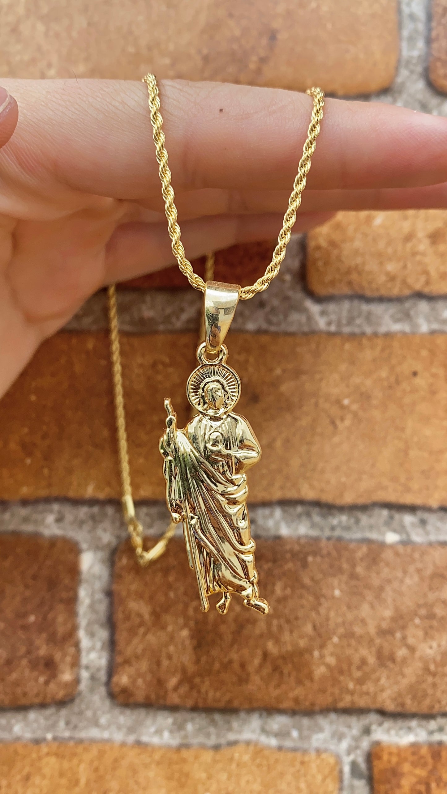 San Judas Necklace 17.5" Pendant Gifts Womens