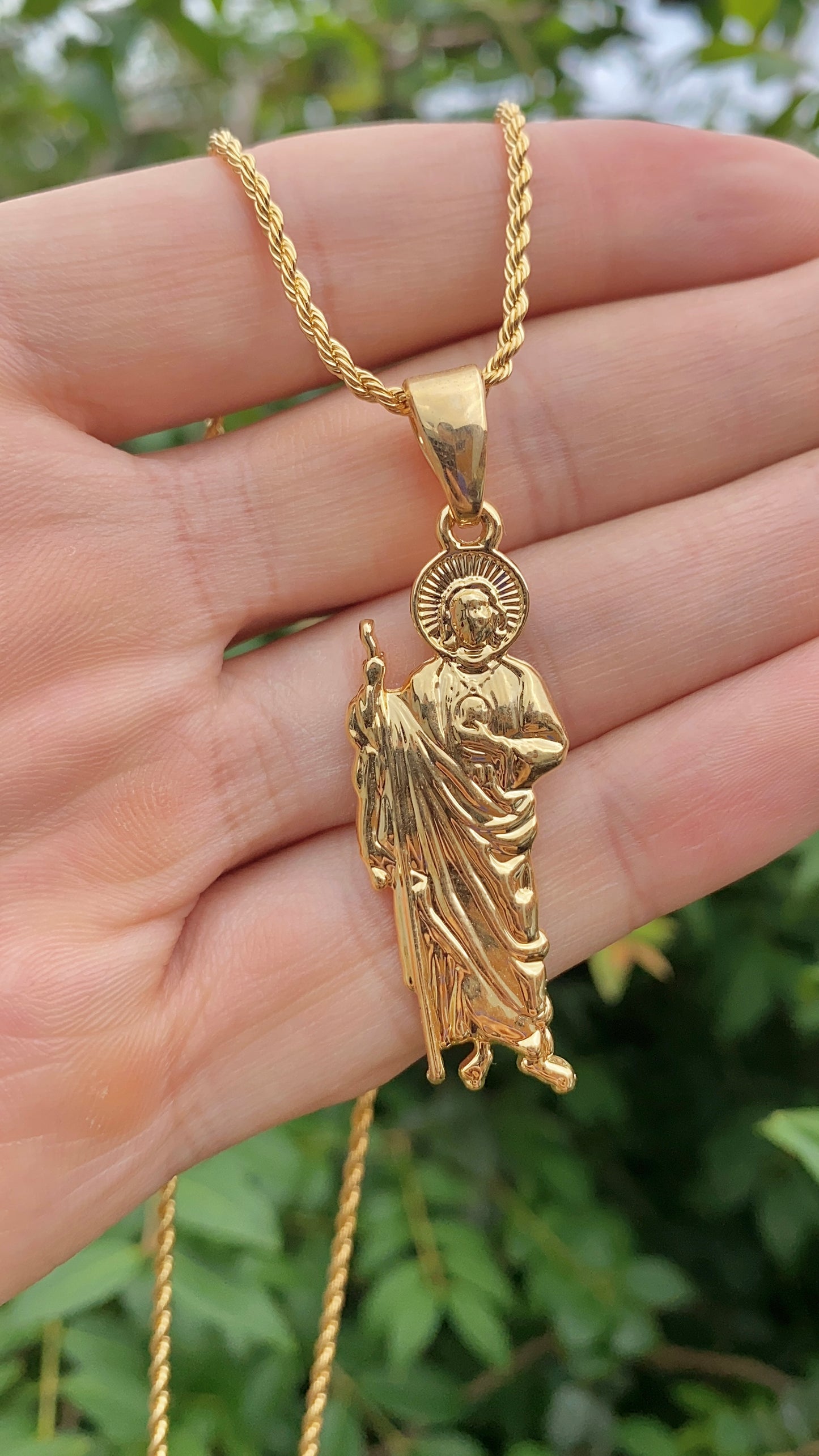 San Judas Necklace 17.5" Pendant Gifts Womens