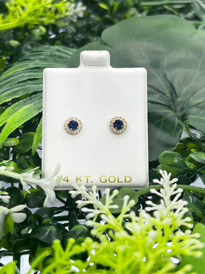 Sapphire Stud Earrings Classic 6x6mm 14K Gold Yellow Jewelry Gifts Womens Everyday