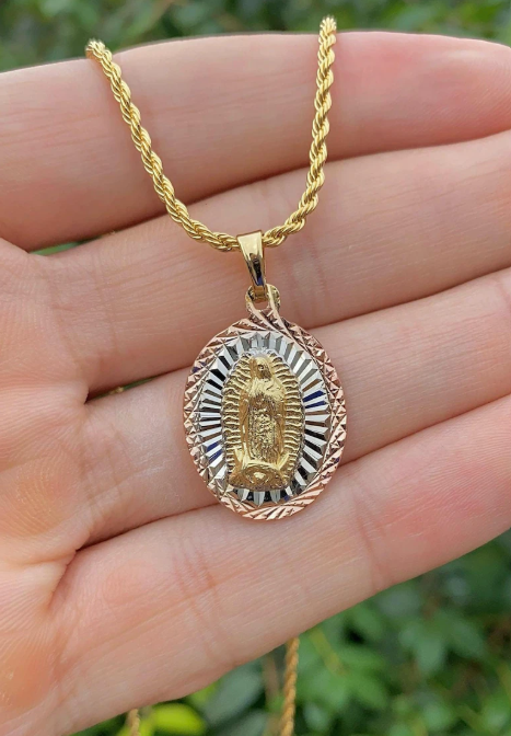 Virgen de Guadalupe Necklace 17" Jewelry Religious For Girls Womens