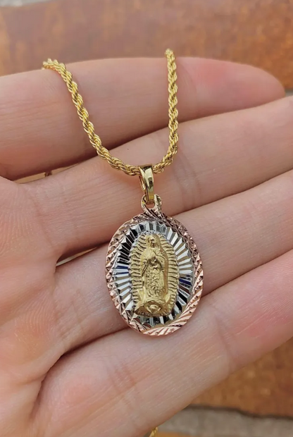 Virgen de Guadalupe Necklace 17" Jewelry Religious For Girls Womens