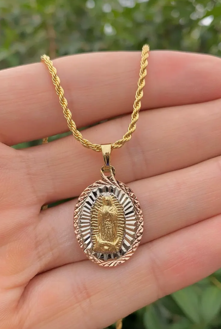 Virgen de Guadalupe Necklace 17" Jewelry Religious For Girls Womens