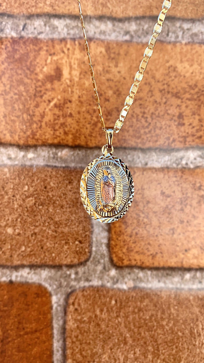 Virgencita de Guadalupe Rose Charm Valentino Chain 20" Gifts For Ladies