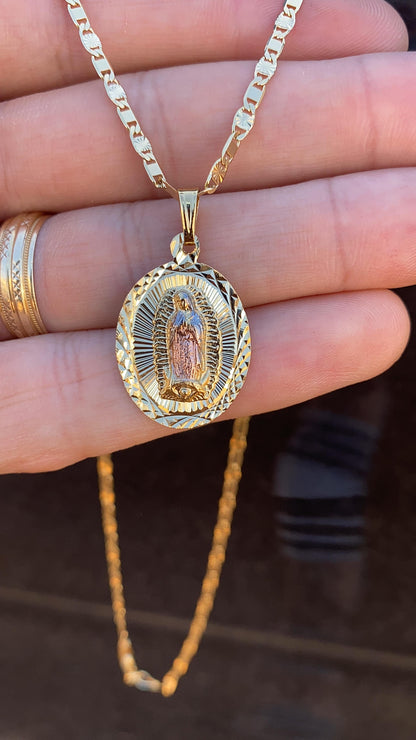 Virgencita de Guadalupe Rose Charm Valentino Chain 20" Gifts For Ladies