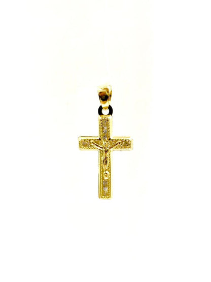 CZ Cross Pendant Charm Necklace Figaro Chain 24x14mm Jesus Christ Religious Medal Protection