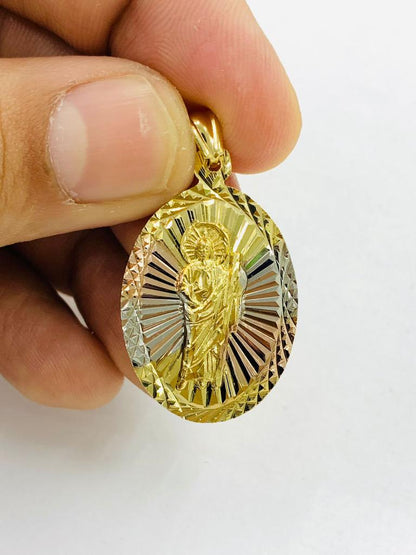 14K Gold Filled Saint Jude Pendant Charm Necklace Diamond Cut Religious Mens Womens 24"