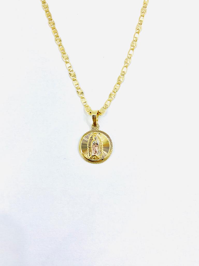 14K Gold Filled Virgen de Guadalupe Round Charm Pendant Necklace 18x15 Religious Women's Baby Kids