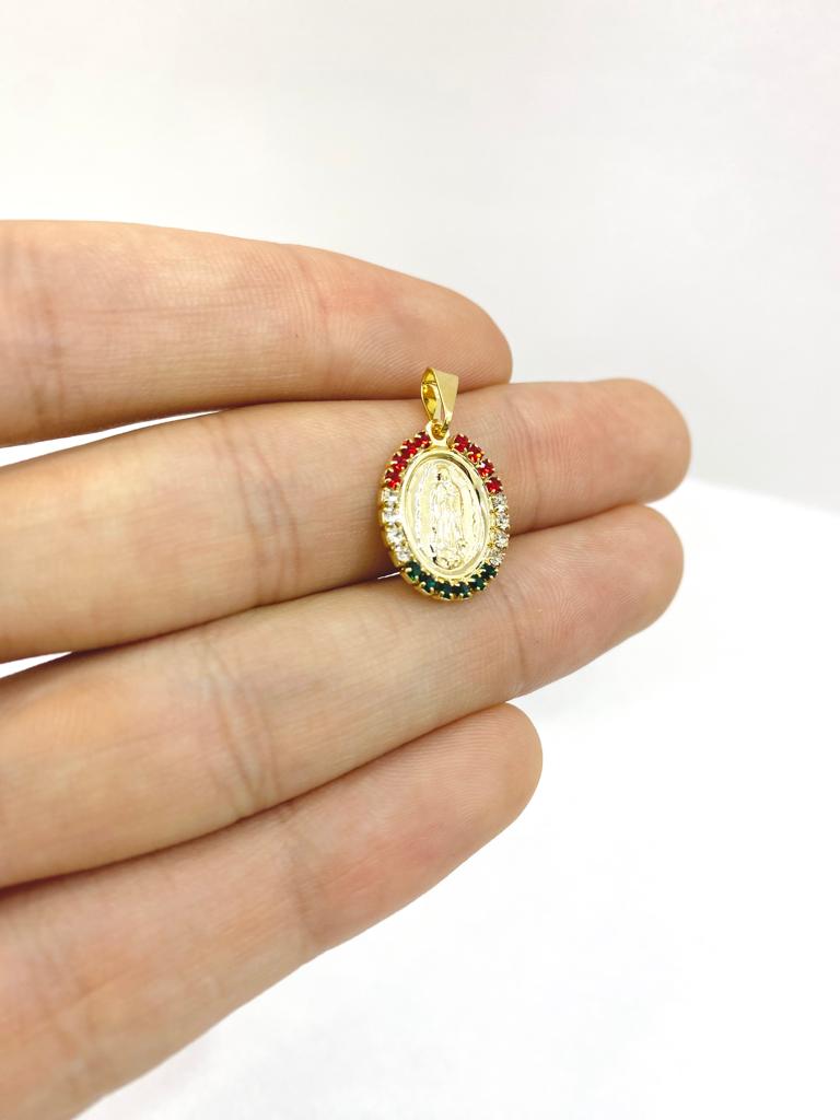 14K Gold Filled Virgen de Guadalupe Pendant Necklace Christian Baptism Baby Kids Newborn 14"