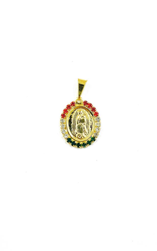 CZ Small Virgen de Guadalupe Necklace Religious Charm Fashion Mariner Chain 14" Newborn Baby Baptism