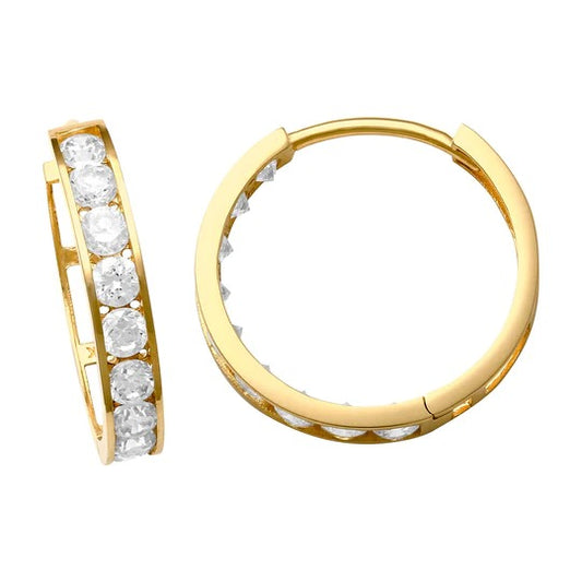 PrimeJewelry269 - 14K Yellow/White Gold Huggies Hoop Earrings CZ Stones For Women Minimalist 17x17