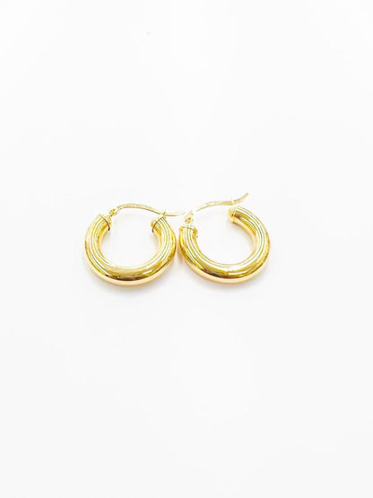 14K Yellow Gold Hoop Earrings for Womens 20x20mm 4mm Dainty Fancy Jewelry