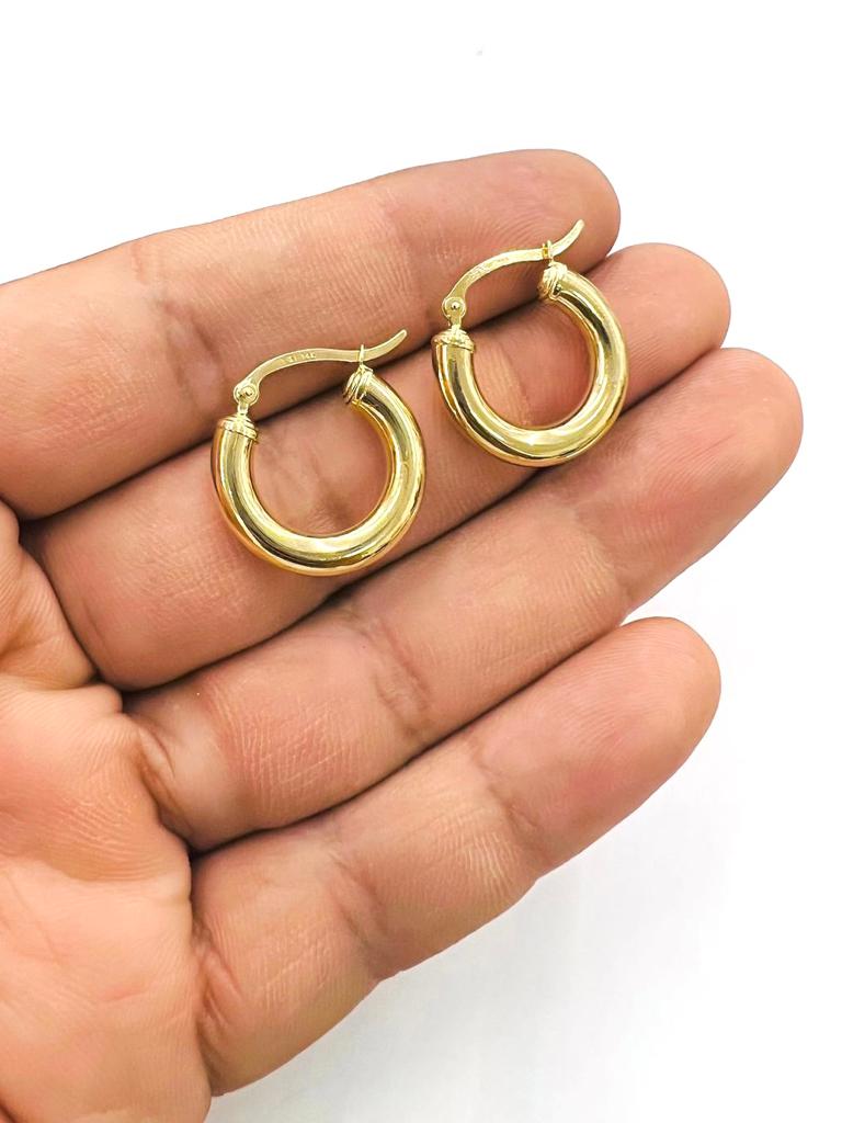 14K Yellow Gold Hoop Earrings for Womens 20x20mm 4mm Dainty Fancy Jewelry