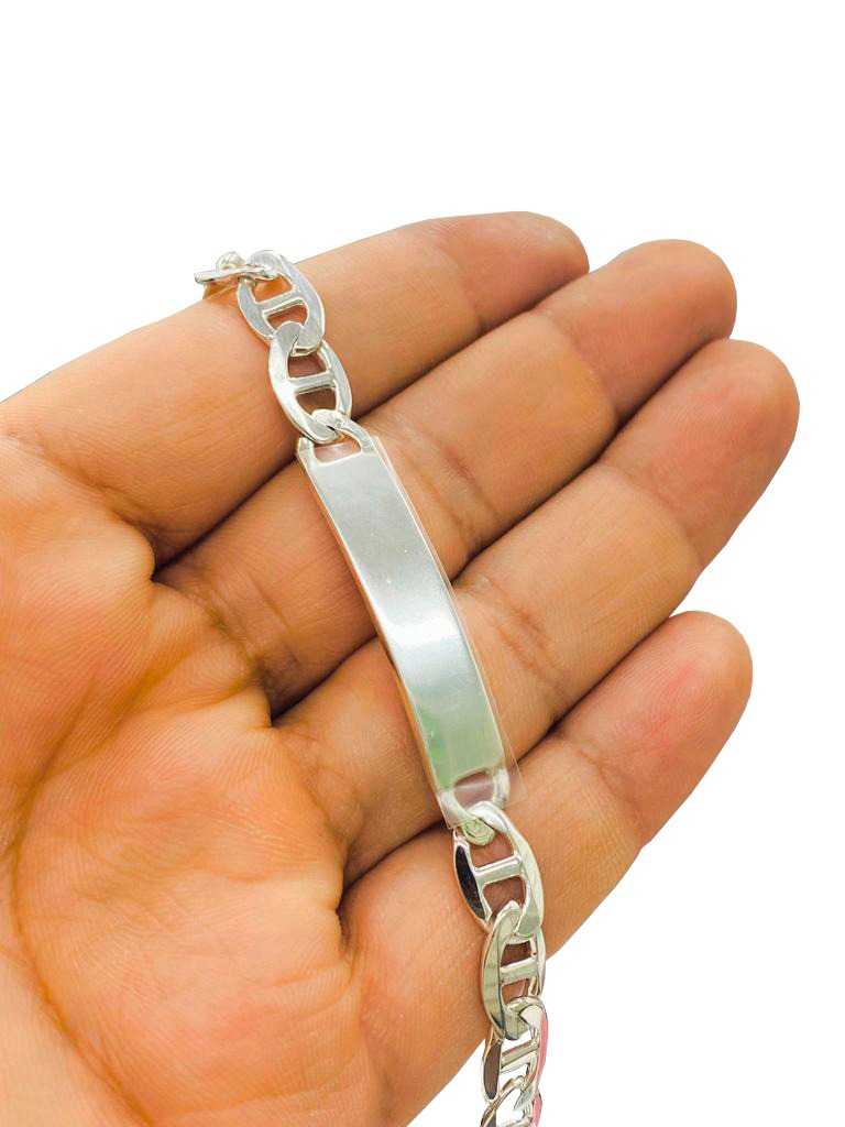 925 Sterling Silver Mens ID Bracelet Mariner Anchor Link Chain 8.25" 18g