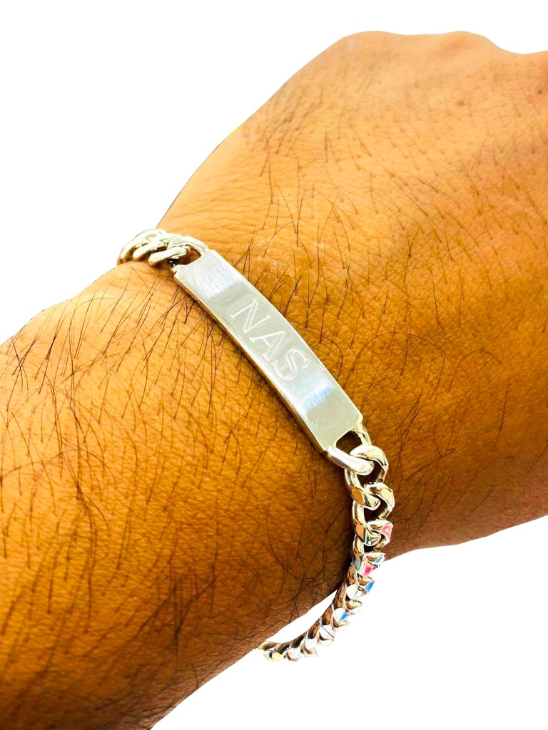 925 Sterling Silver Men's ID Bracelet 8.25" Fashion Bracelet Cuban Link Chain Bracelet 19.6g