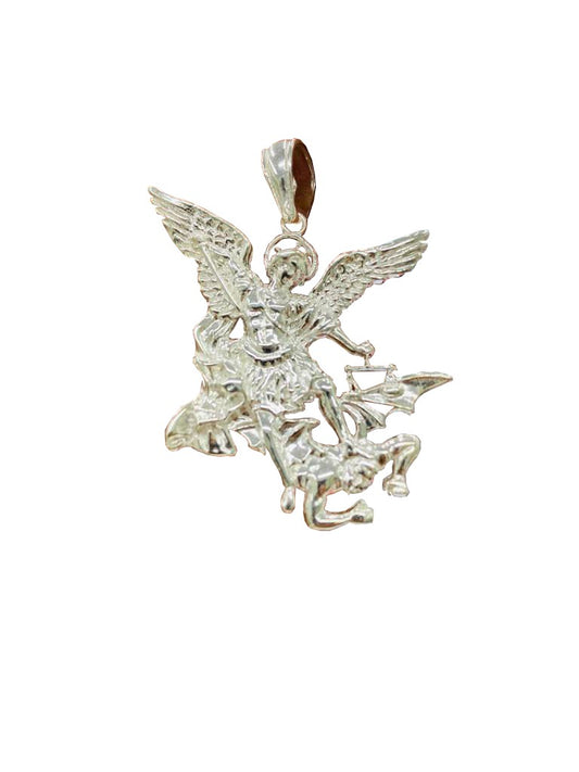 St Archangel Michael Pendant Charm Medal 45x42 Protection Catholics Jewelry Silver 925