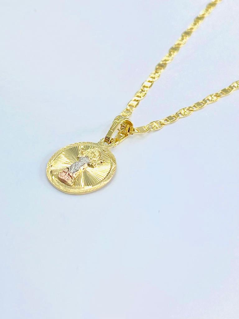 14K Gold Filled Baby Jesus Pendant Necklace Valentino Chain Diamond Cut 14" 20" Charm 17x14