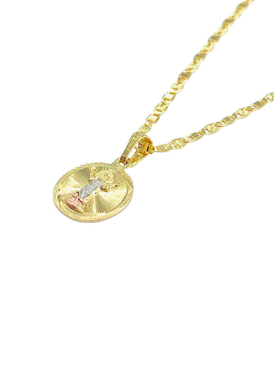 14K Gold Filled Baby Jesus Pendant Necklace Valentino Chain Diamond Cut 14" 20" Charm 17x14