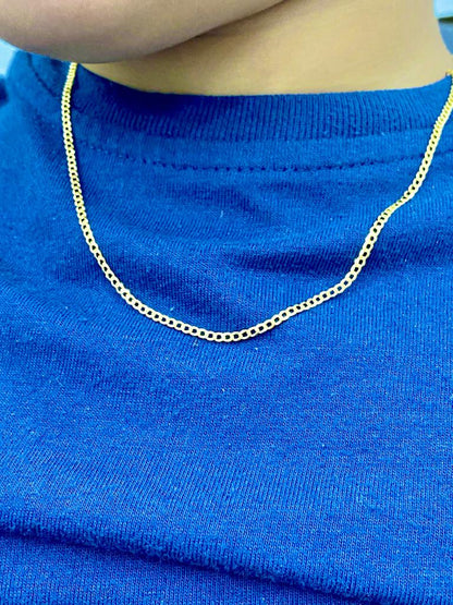 2mm Miami Curb Link Chain Necklace in 14K Yellow Gold for Babies Kids 16" Fashion Design