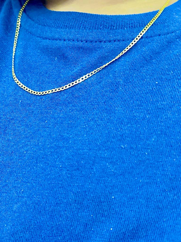 2mm Miami Curb Link Chain Necklace in 14K Yellow Gold for Babies Kids 16" Fashion Design