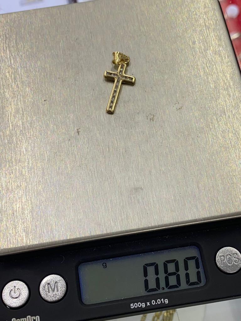 14K Yellow Gold CZ Cross Charm Pendant 22x10mm for Kids Baby Religious Jewelry Gifts