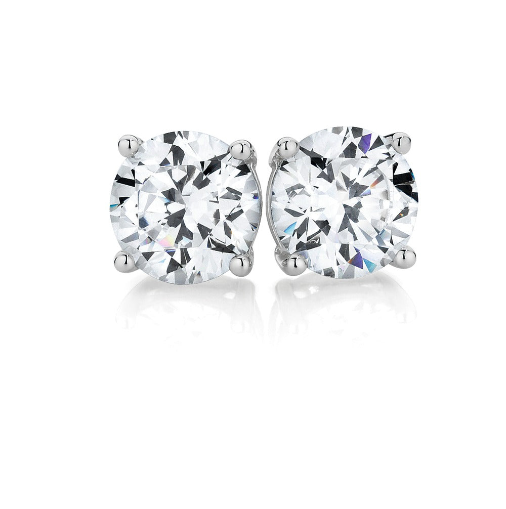 10K Yellow White Gold Round CZ Prong Studs Earrungs 9mm for Womens Mens Push Back Jewelry