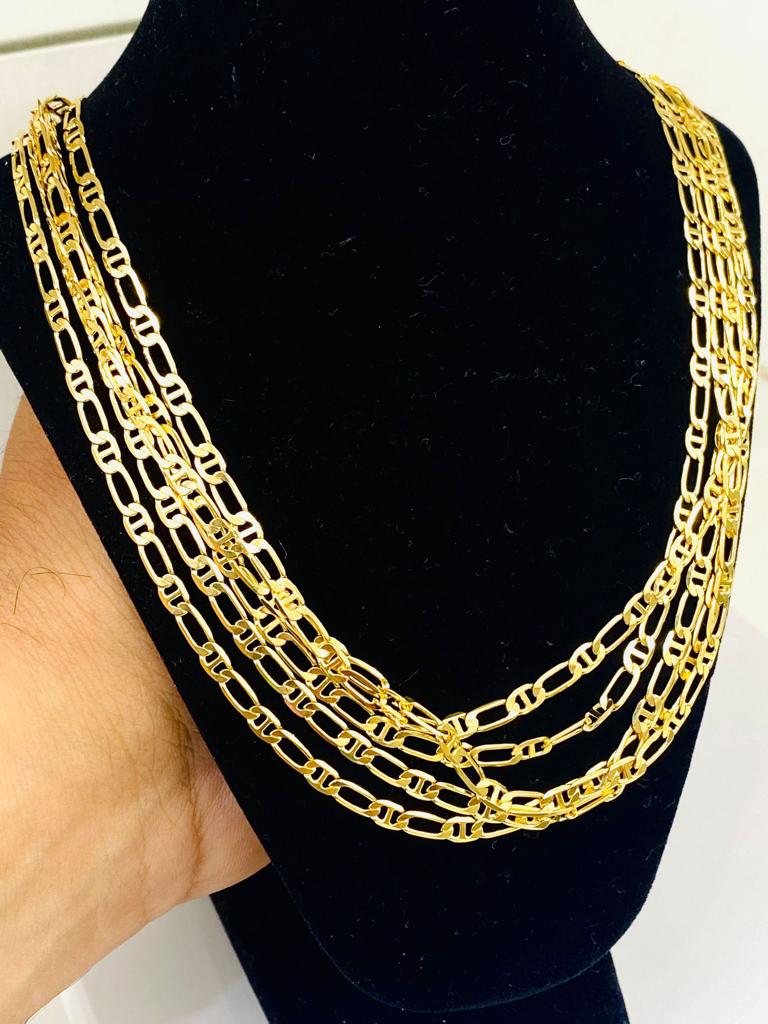 Mariner Figaro Chain Necklace for Womens Mens 24" 3.5mm in 14K Gold Filled Gifts Anchor Fashion