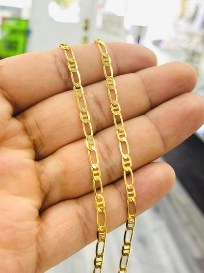 Mariner Figaro Chain Necklace for Womens Mens 24" 3.5mm in 14K Gold Filled Gifts Anchor Fashion